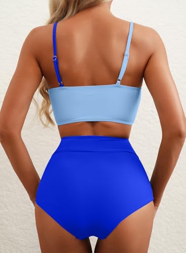 Image of Herseas Women 2 Piece High Waisted Bikini Sets Color Block Popular Swimsuit 2026 Summer Beach Best Bathing Suits