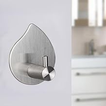 Gancho Adesivo de Parede Moderno em Formato Gota, Preto, Suporte para Toalha de Banheiro, Aço Inoxidável, Capacidade 4kg, Autoadesivo (PRATA)