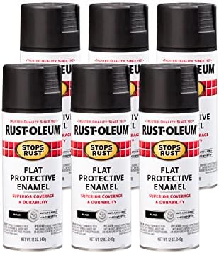 Rust-Oleum 7776830-6PK Stops Rust Spray Paint, 12 Oz, Flat Black, 6 Pack