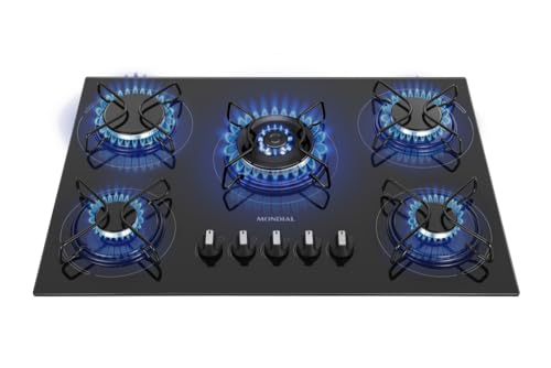 Cooktop a Gás, 5 Bocas, Mondial, Preto/Inox, Bivolt - CTG-03