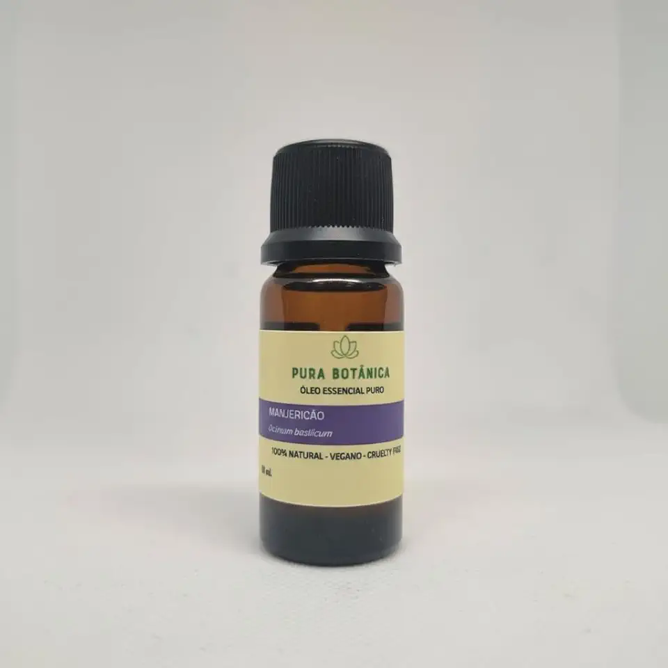 Óleo Essencial de Manjericão 10ml – 100% Puro Pura Botânica para Aromaterapia, Aroma Herbal Refrescante, Clareza Mental e Sensação de Bem-Estar Natural