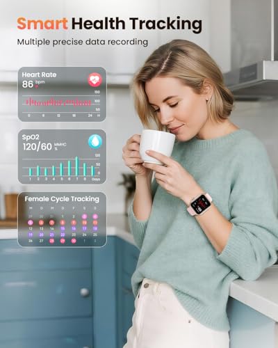 Smartwatch Damen mit Telefonfunktion, 1000mAh Akku, 100 Tage Standby, 1.83" Fitnessuhr mit Herzfrequenz, SpO2, Schlafmonitor, 120+ Sportmod, IP68 Smart Watch, Schrittzähler für Android iOS Roségold 3