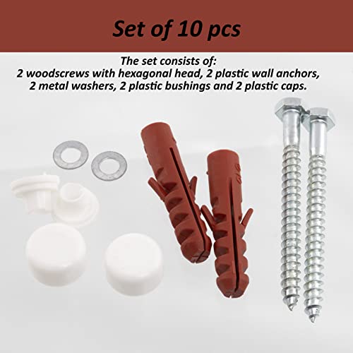 Miniatura 2 de Aerzetix - C65138 - Kit De Fijación Para Wc Bidé Tornillo Ø6x70mm Montaje En El Suelo - Taco Ø10x50mm - En Nylon Metal - Tirafondos Cabeza Hexagonal - Fijación Fontanería Sanitario Hormigón