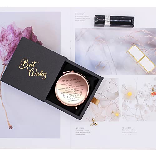 Wailozco To My Dear Mom I Love You Love Saying Rose Gold Compact Mirror For Mom From Daughter,Unique Meaningful Mom Gifts For Mom Mother Mother's Day Birthday Christmas From Daughter #TOP3