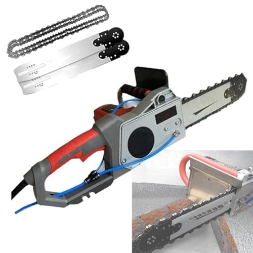 Hydravex Motosierra eléctrica para hormigón con 2 Cadenas y 2 Barras guía, cortadora húmeda portátil para Granito y hormigón Armado, con supresión de Polvo con alimentación de Agua Depth35cm