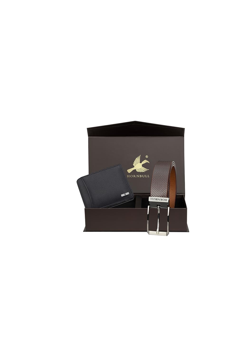 HORNBULL Leather Combo Gift Set for Mens | Black Wallet and Belt Mens Combo | Valentine's Day Gift for Men BW6996