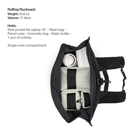 Image of RAINS Rolltop Rucksack - Waterproof Backpack with Chest Strap, Standard