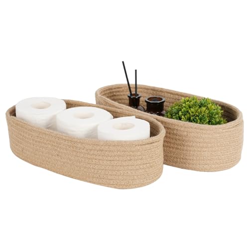 Temary Toilet Paper Basket, Narrow Cotton Rope Storage Bins with