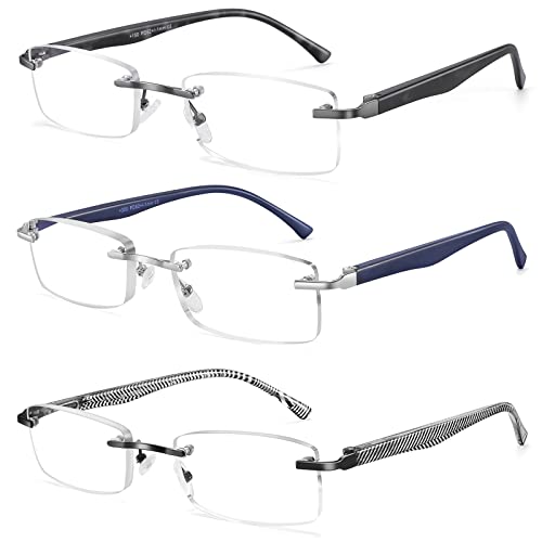 VVDQELLA Gafas Lectura Sin Montura Anti Luz Azul Gafas de Lectura Hombre 2.00x HD 3 Colores Gafas Lectura Anti Luz Azul Hombre Gafas de Lectura Bisagra Resorte 2.00x Cover