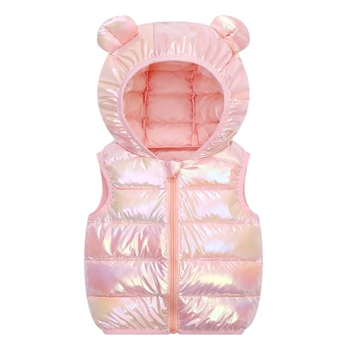 Image of JESKIDS Girls Boys Puffer Vest Hooded Warm Outerwear with Zipper Lightweight Sleeveless Outfit