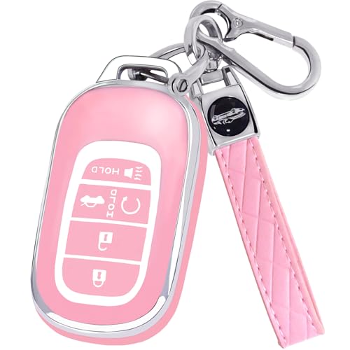 Coque de clé Honda antichoc en TPU souple rose pour télécommande