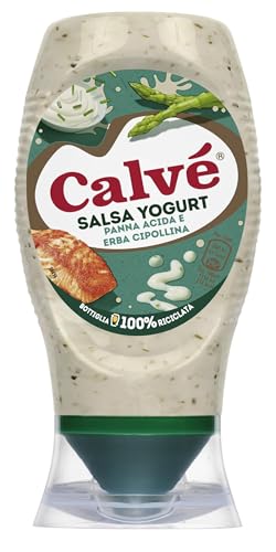 Calvé Salsa Yogurt, 250 ml, Salsa Yogurt con Panna Acida e Erba Cipollina, Ideale con Pesce, Verdure, Insalate e Piatti Estivi, Senza Glutine