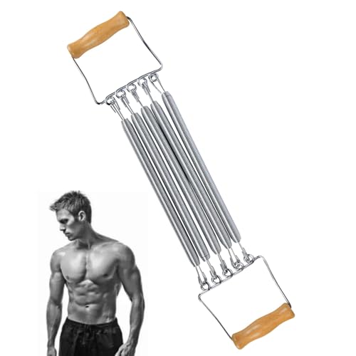 Extenseur de Poitrine avec poignée en Bois, Bandes de Musculation en Acier à Ressort, Pince à Main réglable, Bras de Traction, équipement de Fitness