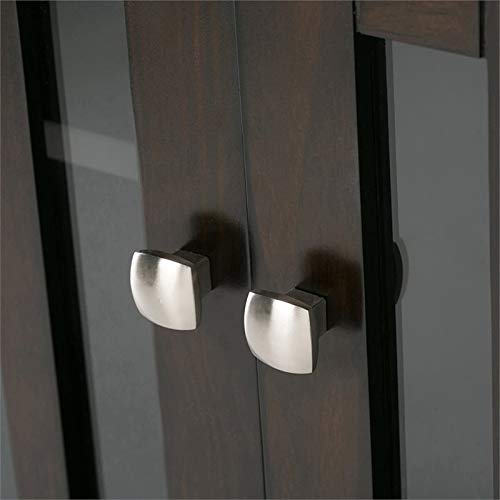 Simplihome Bedford Solid Wood 39 Inch Wide Rustic Medium Storage Cabinet In Dark Tobacco Brown, With 2 Tempered Glass Doors, 4 Adjustable Shelves #TOP3