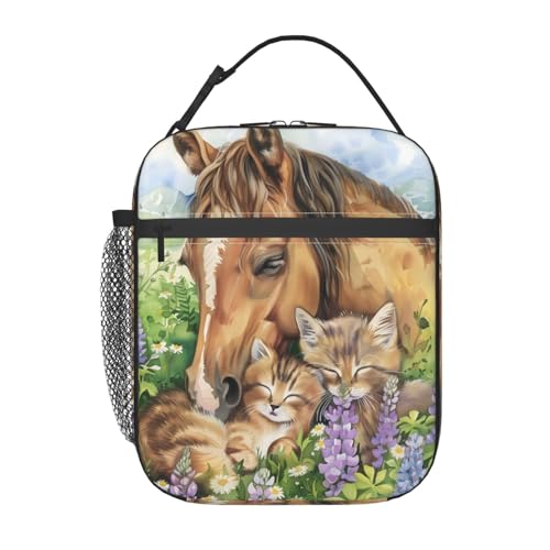 Ti Caldi Horse Lunch Box for Women Adults Kids, Insulated Cooler Lunch Bag for School, Picnic, Office, Travel, Work, Portable Reusable Polyester...