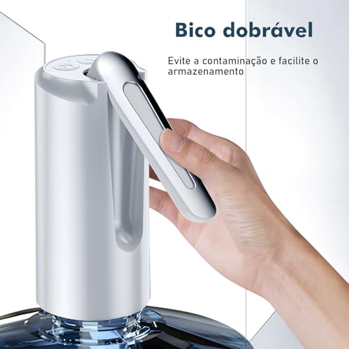 Bomba de Água para Galão, Bomba Elétrica para Galão de Água, Bico dobravel, USB Recarregável, Dois m