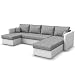 Produktbild VitaliSpa Wohnlandschaft King Size 290 x 140 cm Weiß Grau - Sofa mit Schlaffunktion Schlafsofa Couch Bettfunktion Taschenfederkern Polsterecke