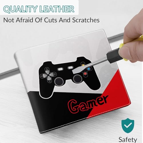 Image of EXXBYELI Gamer Gifts for Boys Wallet Gamepad Leather Wallets Credit Id Card Cash Holder Black Rfid Blocking Zipper Cute Cool Funny Aesthetic Gaming Wallets Gifts for Gamers Men Boys Teenager