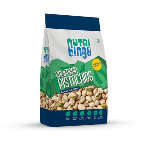 Image of NUTRI BINGE Premium California Roasted & Salted Pistachios | 200 g | Rich in Protein & Fibre | Boost Immunity | Pista Dry Fruit | Resealable Pack | Gluten Free