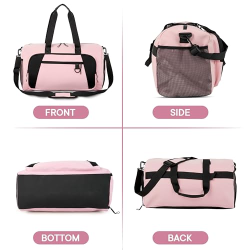 Image of Storite Nylon 50.5cm Travel Duffel Bag for Men & Women with Dry & Wet Pocket, Lightweight Water Resistant Luggage Bag with Shoe Compartment (Pink, 50.5x23x28cm)