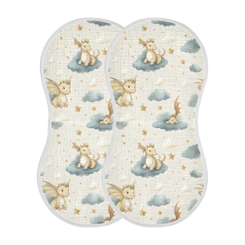 xigua Cute Dragon Baby Burp Cloths for Newborn Boys and Girls 4 Pack, Soft & Absorbent Cotton Baby Burp Cloth, Baby Washcloths, Newborn Towel, Burp Rags2