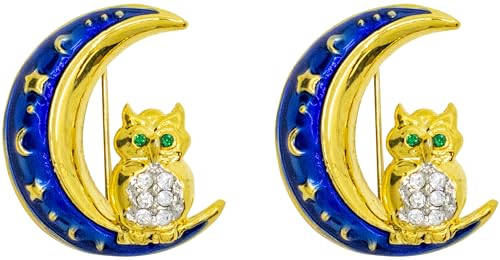 Image of Set of 2 Brooch Lapel Pins With Rhinestones