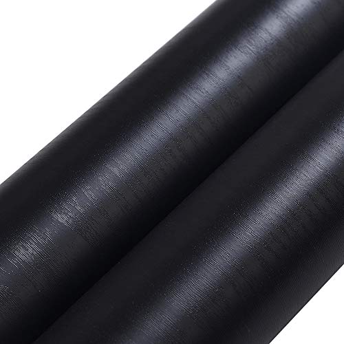 Yifely Solid Black Wood Grain Drawer Covering Paper Self Adhesive Shelf Liner Door Countertop Cabinet Sticker 17.7 Inch By 9.8 Feet #TOP4