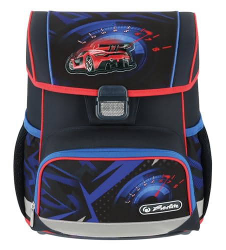 Herlitz Loop High Speed Schulranzen, Rucksack für Kinder, Schulrucksack 17L, Kinderrucksack, Leicht Schultasche für Jungen, Reflexmaterial, Schnallenverschluss, Ergonomische Form, Schwarz