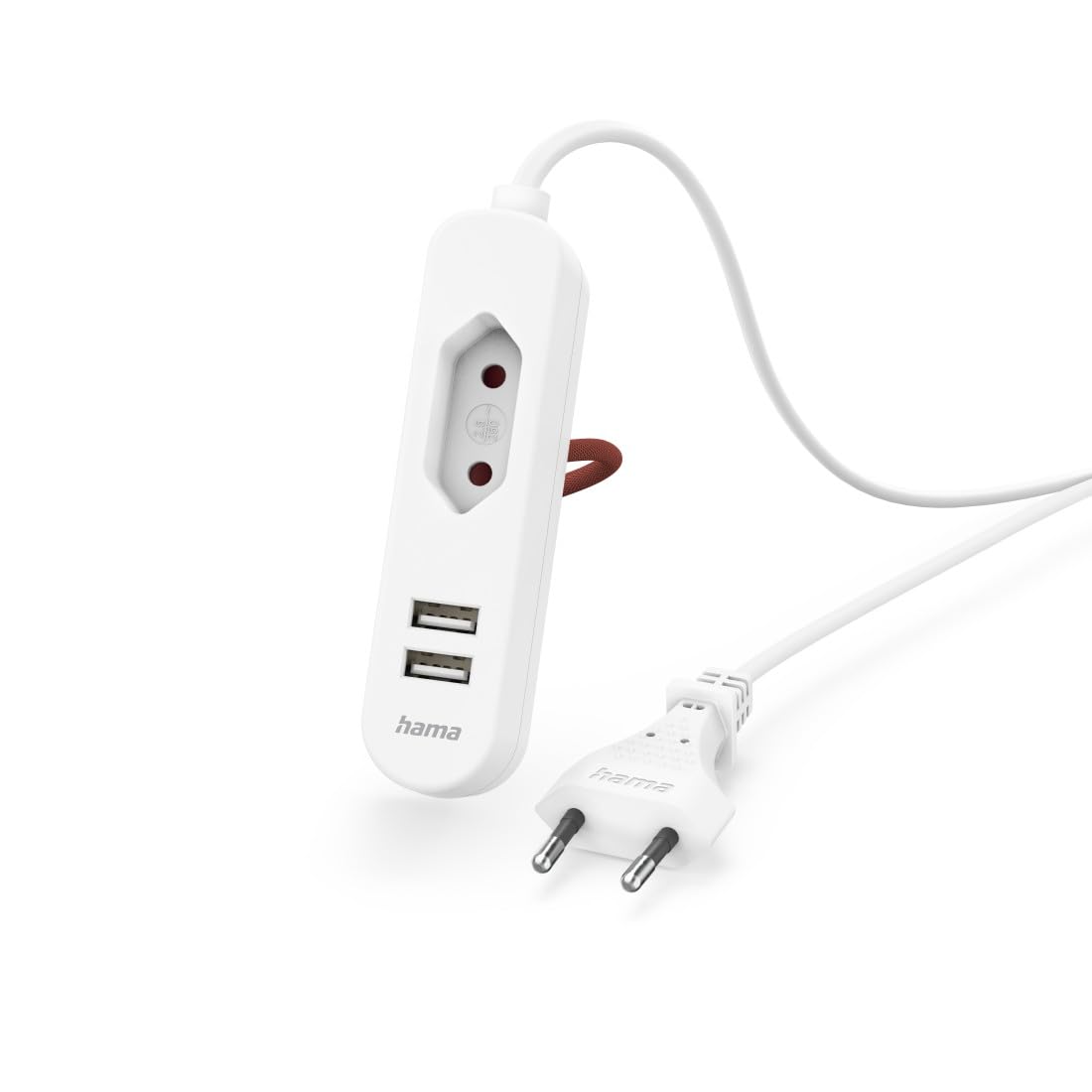 Hama USB-Netzteil mit 1,9 m langem Kabel und Eurostecker, 2 USB-A, weiß