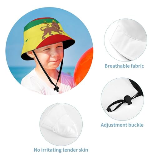 Jamaica Rasta Lion FlagChildren's Bucket Hat for Boys and Girls, Breathable Summer Beach Hat52cm4