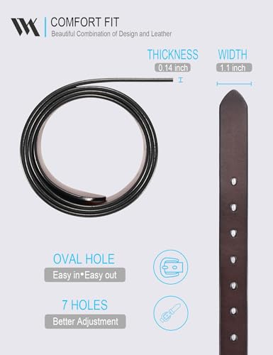 Wolfant Womens Belts For Jeans,1.1 Inch Fashion Ladies Belt With Gold Buckle,100% Italian Full Grain Real Solid Leather thumb #3