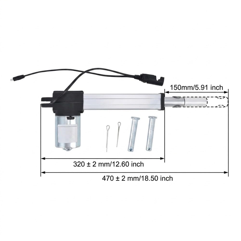 Elektrischer Linearaktuator 29V DC 150mm Hub 4500N Schubkraft aus Metall für Sofa Massagebett TV Tisch Steuerung Automatisierungssysteme Industrie Hebevorrichtungen