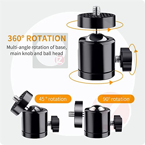 Tripod Mini Ball Head Mount with Removable 1/4" Hot Shoe Adapter 360°Swivel Camera Brackets BallHead Stand Support - Image 3