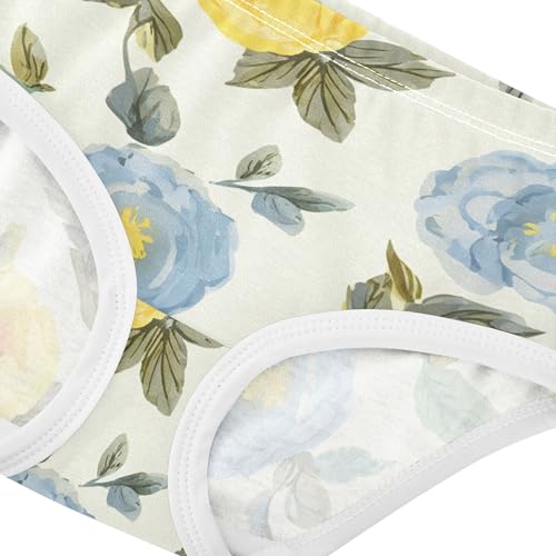 Painted Vintage Floral Flowers Girl Panties Cute Girls Underwear Toddlers Cotton Aesthetic Underpants Briefs 2t4