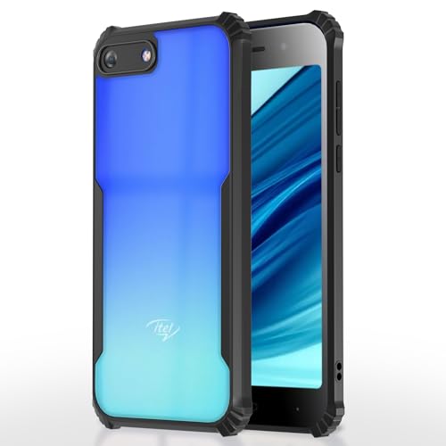 Image of Pikkme itel A25 Back Cover | Crystal Clear Transparent Back | Ultra Hyrbid | Full Camera Protection | Raised Edge | Bumper Back Case (Black)