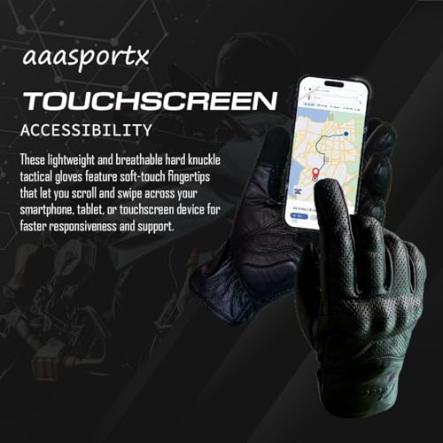 aaasportx Luvas de motocicleta masculinas de couro com função de tela sensível ao toque – Protetores