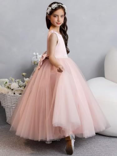 Tulle Flower Girls Dress for Wedding Pageant Ball Gowns Beaded Satin Princess Prom Party Dress4