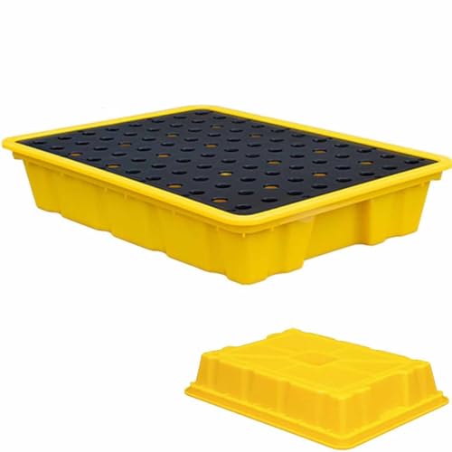 Plateforme de rétention modulaire pour fûts de produits chimiques, bac de récupération anti-fuite pour entrepôts et usines, avec grille intégrée. Plateforme de rétention d'huile robuste et a
