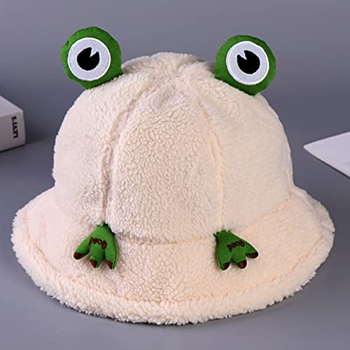 Mifulgoo Kids Winter Bucket Hats W/Chin Strap 3-7Yr Girls Boys Toddler Faux Fur Frog Cap (Beige) #TOP3