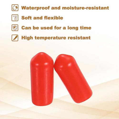 Image of uxcell 88Pcs Rubber End Caps, 7.5mm(5 /16 inch) ID 16mm(5 /8 inch) Height Round Screw Thread Protectors Flexible Screw Bolt Covers Caps for Metal Tube Rod Bolt, Red