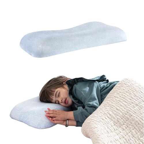 Image of The White Willow Bed Pillow for Kids-Toddler Pillow for 2 Years to 8 Years-Contour Memory Foam Soft Pillow for Sleeping-Small Pillow-Kids Pillow for Girls & Boys-Toddler Pillow-Sky Blue Pillow Cover