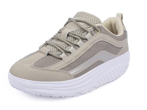 Aerosoft Walker Komfort Schnürschuh Damen Herren Memory Foam Wechselfußbett (Beige, EU...