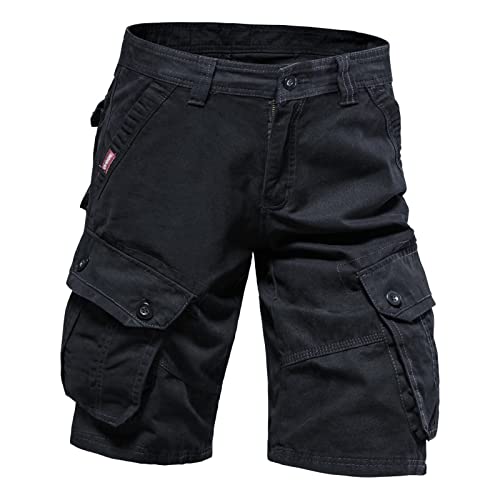 Short cargo homme couleur unie avec coupe droite vintage