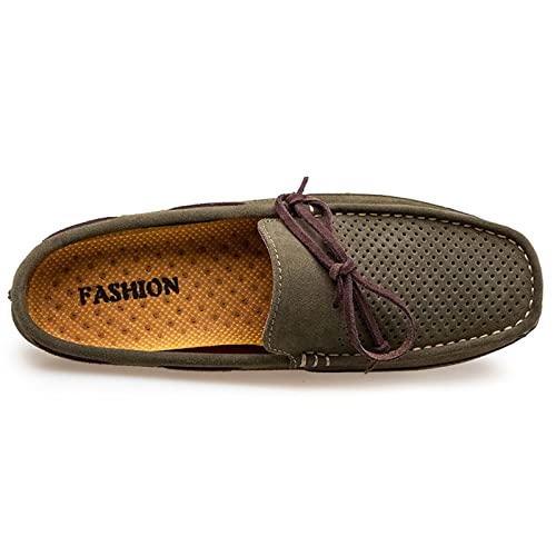 Men's Mens Loafers Shoe Genuine Leather Stitching Details Perforated Breathable Mule Loafer Deck Shoes Anti-Slip Flat Heel Comfortable Flexible2