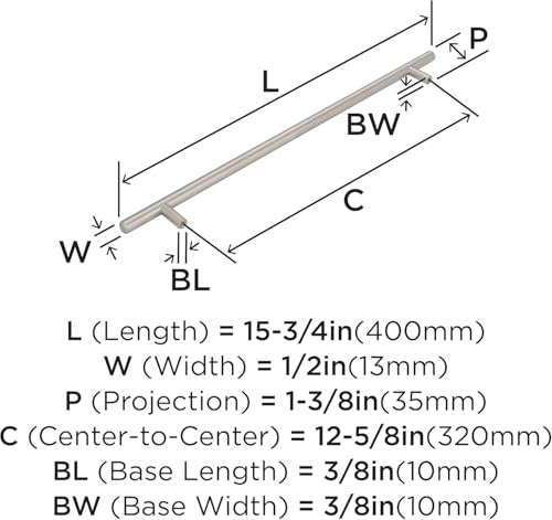 Image of Amerock 12-5 /8 inch Bar Pulls Stainless Steel Drawer Pull | 12-5 /8 inch (320mm) Center-to-Center Mounting Distance and 15-3 /4 inch Overall Length, Durable Stainless Steel Cabinet Hardware