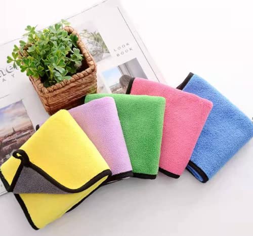 Image of Khillayox Microfiber Cleaning Towel 300 GSM Multicolor Thick Lint & Streak-Free Multipurpose Cloths | Microfiber Towels for Car, Bike Cleaning, Polishing, Washing & Detailing Set of 3-30x40 cm