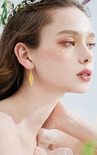18K Yellow Gold Dangle Drop Earrings for Women, Dainty Real Gold Hook Dangling Tassel Earrings Jewelry for Her, Wife Mom2