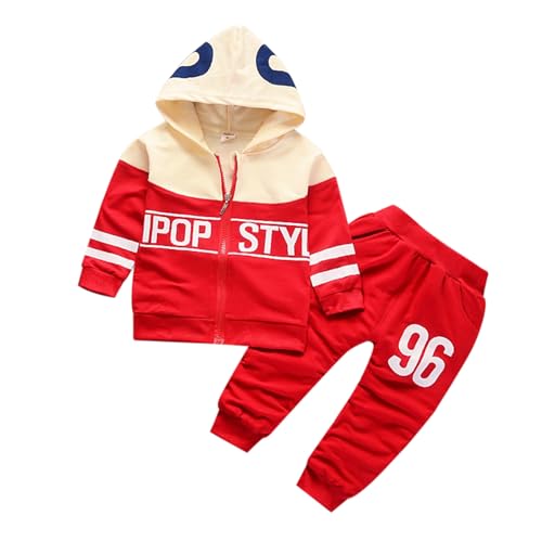 Number 96 Printed Children's Spring and Autumn Wear Casual Color Contrast Fashion Baby 0 5 Kids Summer (Red, 4-5 Years)