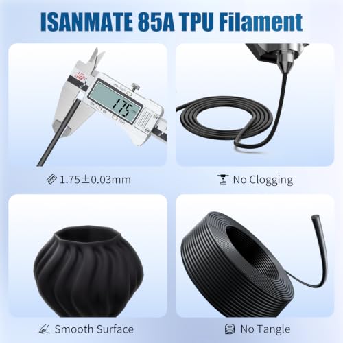 Image of iSANMATE TPU 85A Filament 1.75mm, Red TPU Flexible Filament 85A, 1kg
