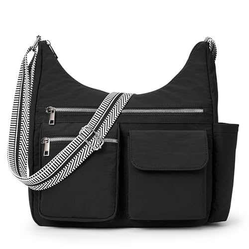KALIDI Nylon Crossbody Bags for Women Trendy Cross Body Purse with Multiple Pockets For Ladies Casual Work Travel